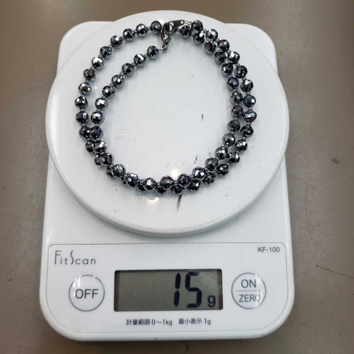 テラヘルツ128面カット6㎜玉45cmネックレス新品