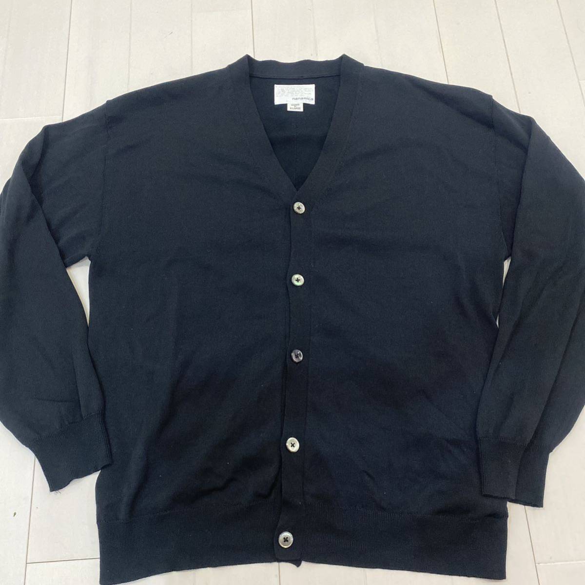 美品☆ナナミカnanamica黒カーディガンXLニットトップスニットカーディガン