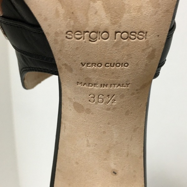 セルジオロッシ sergio rossi サンダル 36 1/2 - レザー 黒 レディース ハトメ/アウトソール張替済 靴