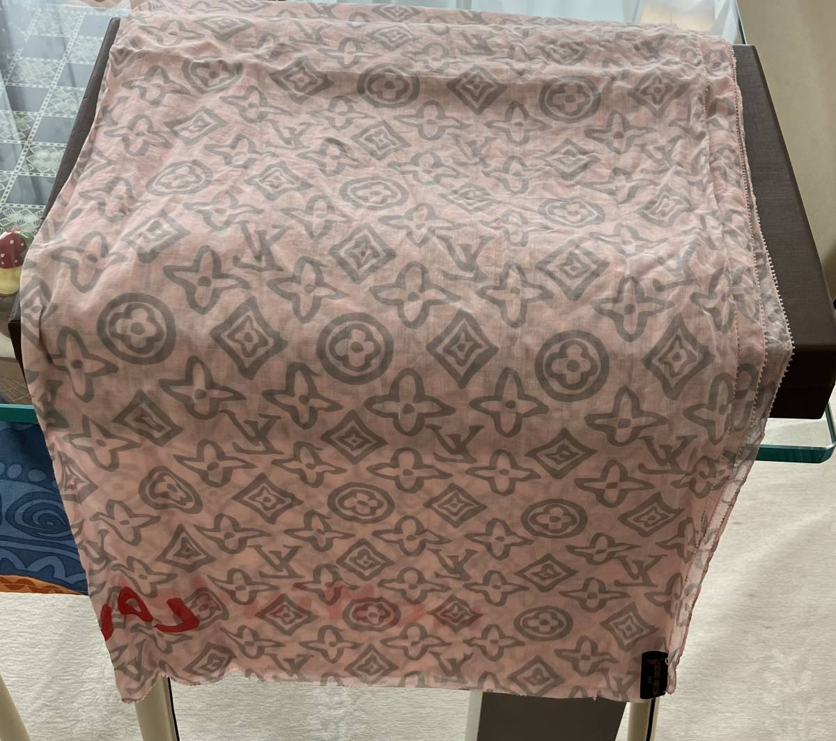 ルイヴィトン☆ストール☆ピンク☆モノグラム柄☆使用品