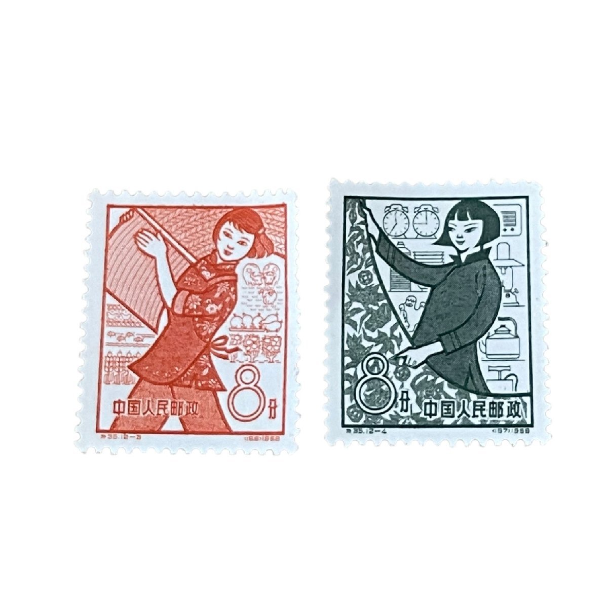 未使用品】中国切手 人民公社 12種完 1959 特35 中国人民郵政
