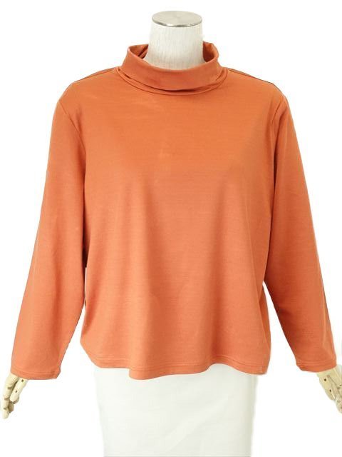 大きいサイズ 未使用品 レリアン Leilian 長袖 タートルネック カットソー 17+ オレンジ プラスサイズ 【メール便可】