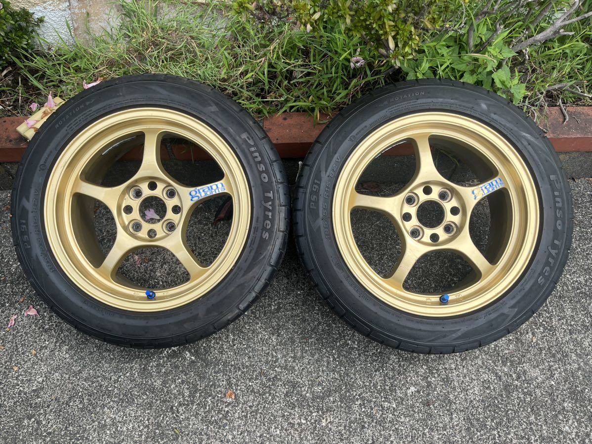 RAYS gramlights 57c グラムライツ 15インチ 6.5J +38 2本 PCD100 4H