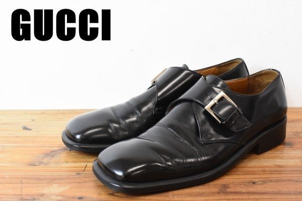 MN BJ0008 GUCCI グッチ ガラスレザー バックル ベルト ローファー 