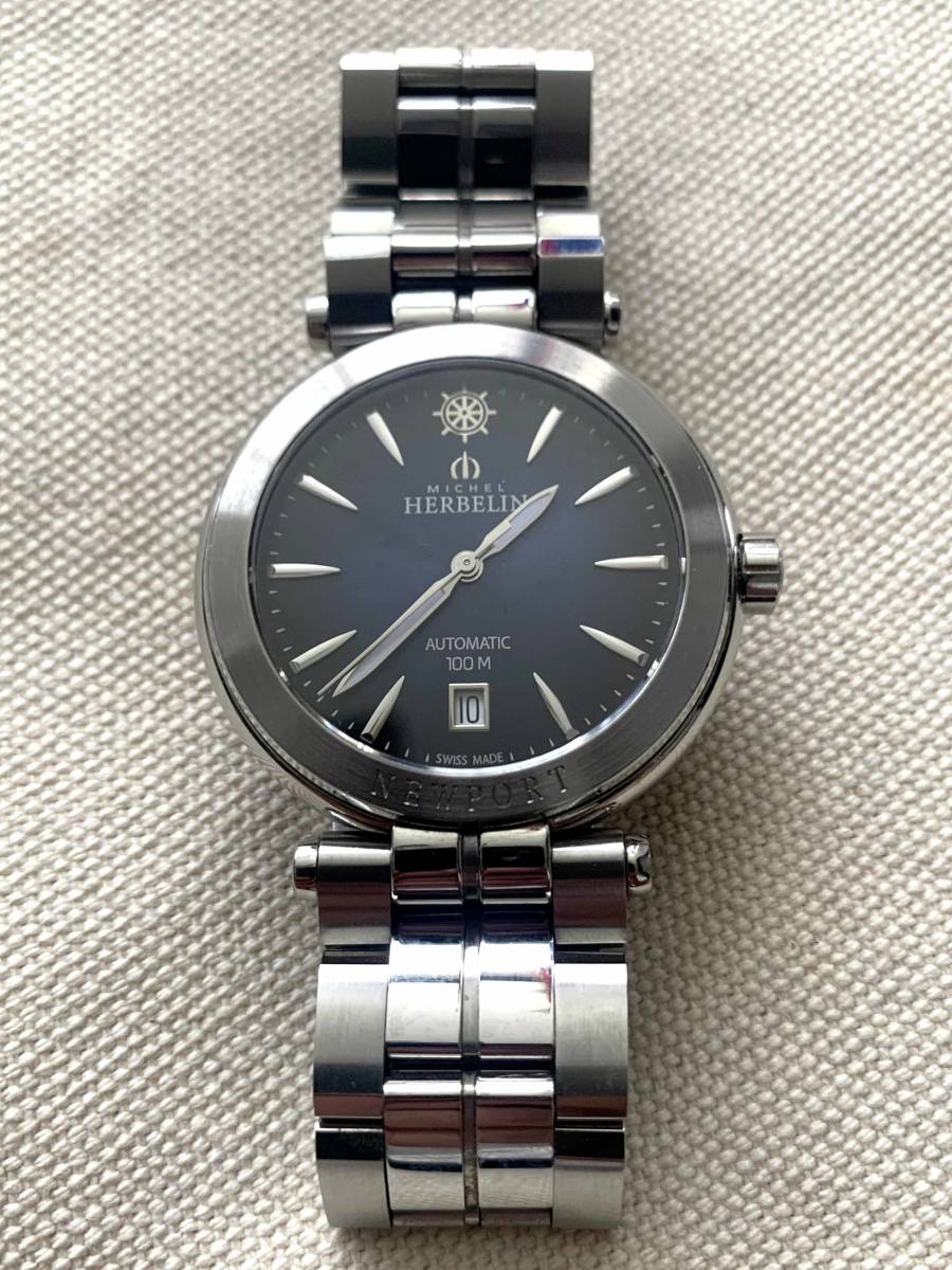 美品　動作品　MICHEL　HERBELIN　ミッシェル　エルブラン　NEWPORT　ニューポート　カレンダー　メンズ　自動巻き　ウォッチ