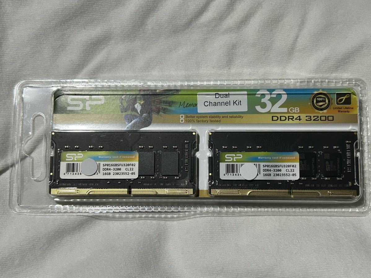 シリコンパワー ノートPC用メモリ DDR4-3200 (PC4-25600) 16GB×2枚 (32GB) 260Pin 1.2V CL22 新品未使用