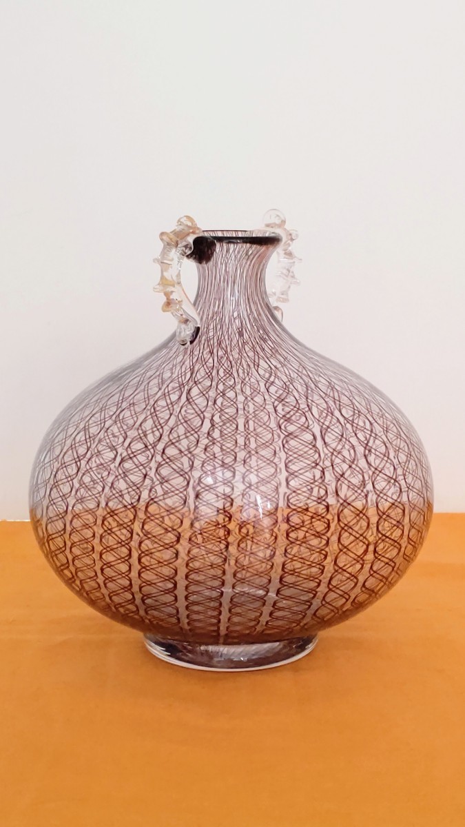 ITALY☆ムラノ レッド レース 花瓶 オブジェ☆ヴェネチアン グラス