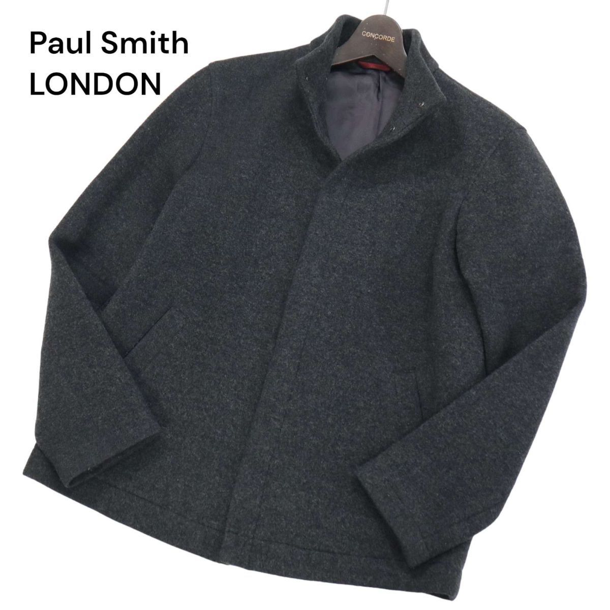 Paul Smith LONDON ポールスミス ロンドン 秋冬 メルトン ウール★ スタンドカラー ジャケット コート Sz.M　メンズ グレー　I3T01098_9#N