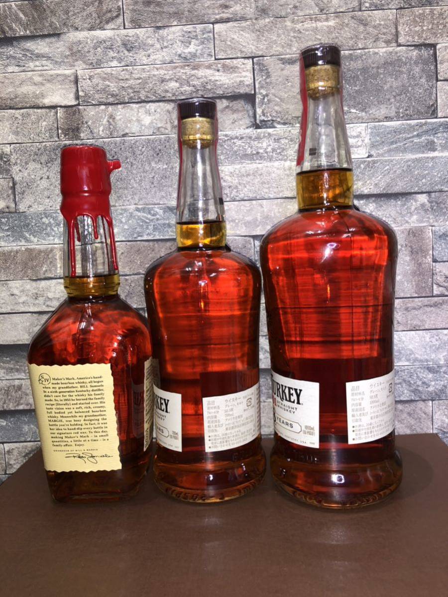 3 バーボンウイスキー メーカーズマーク 700ml 45% 、ワイルドターキー