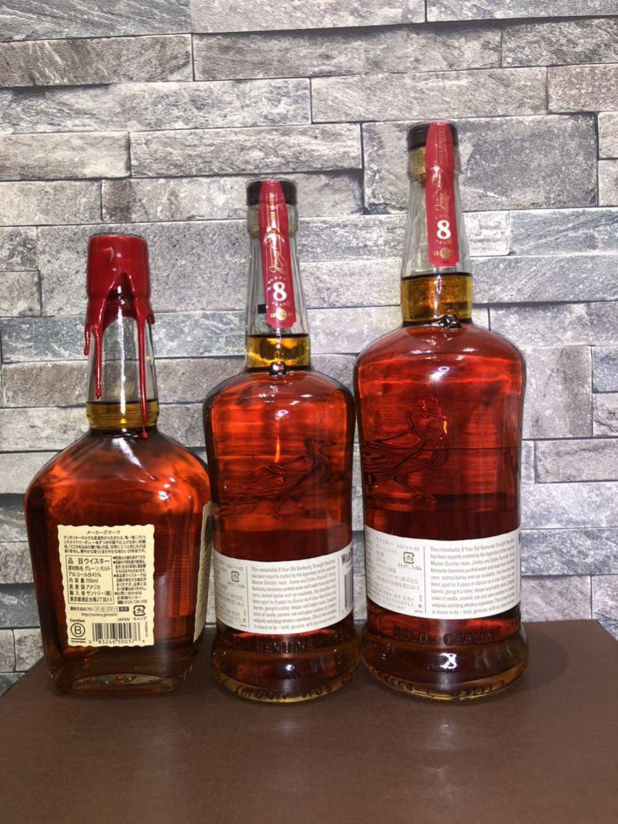 3 バーボンウイスキー メーカーズマーク 700ml 45% 、ワイルドターキー