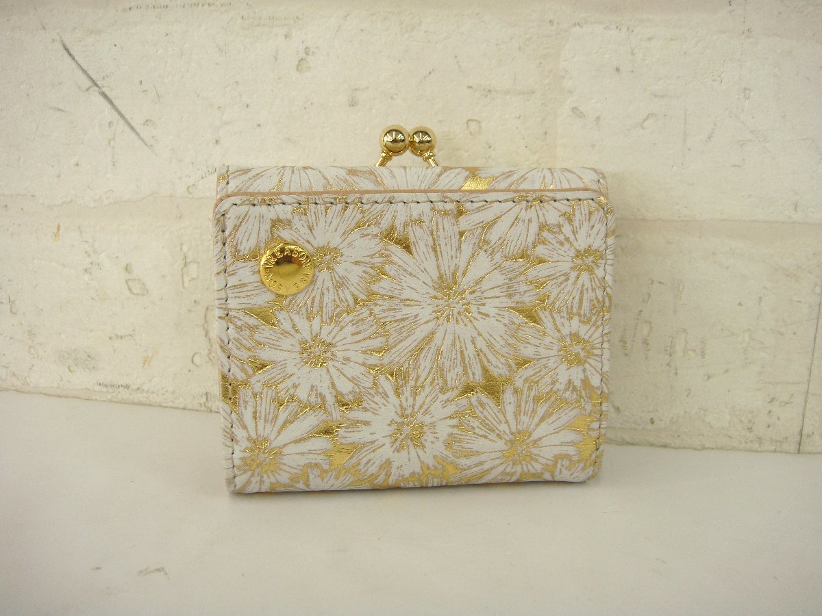 9210T【本物保証】 VREASON ヴレアゾン 三つ折り がま口財布 牛革