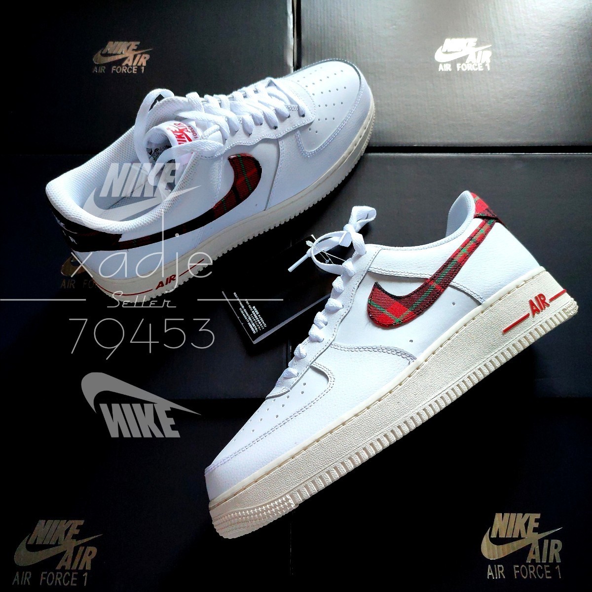 新品 正規品 NIKE ナイキ AIR FORCE1 LOW エアフォース1 ロー 07 白 ホワイト 赤 チェック柄 26cm US8 箱付き