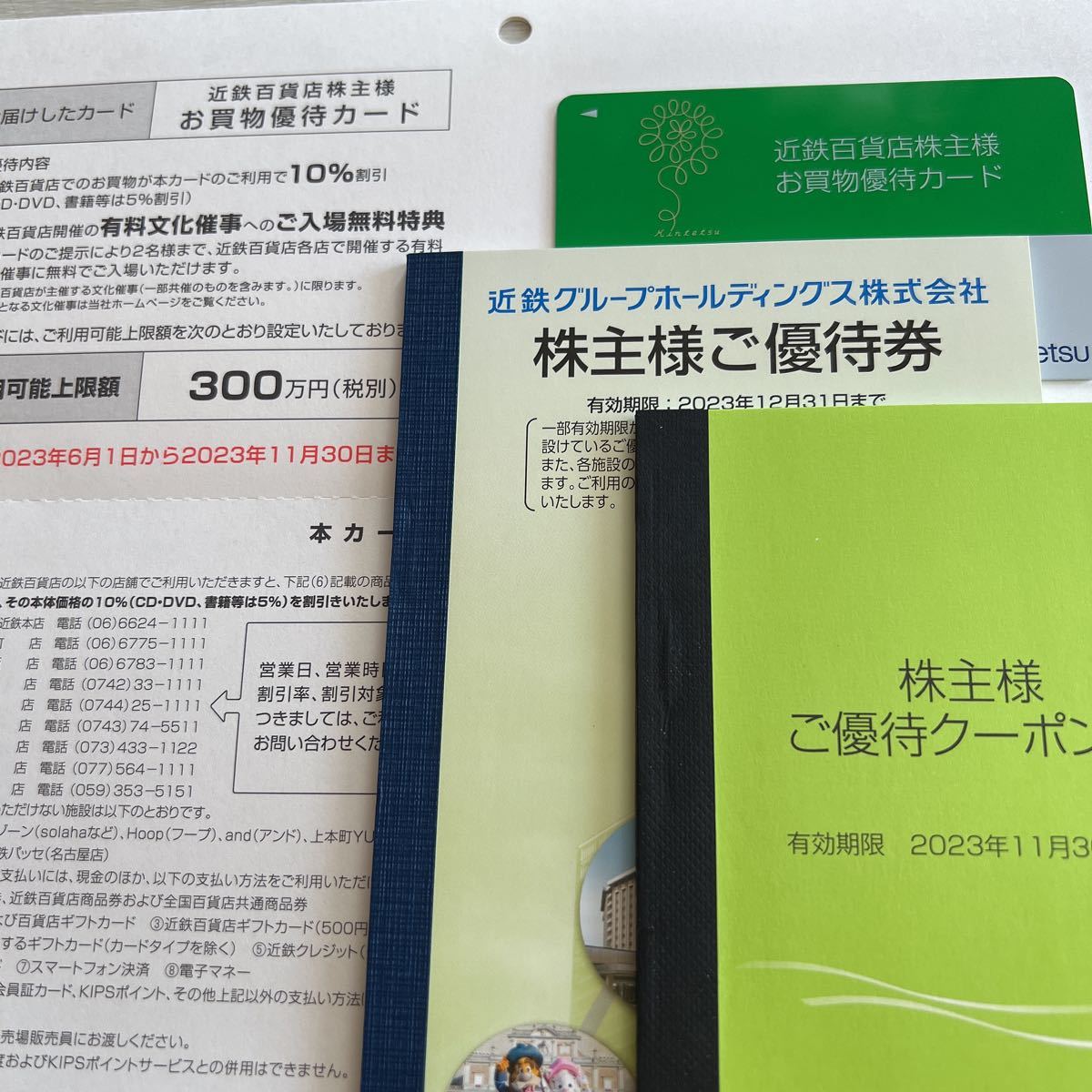 近鉄百貨店 株主様お買い物優待カード　ご利用可能上限額300万円　株主様ご優待クーポン券(オリジナルエコバッグ)など　女性名義　送料無料