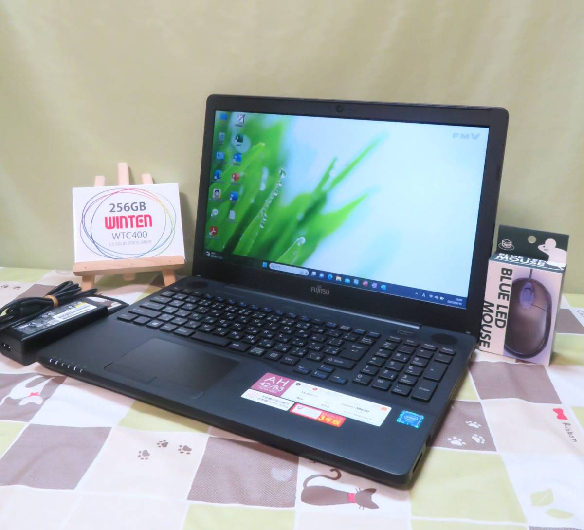 高速！新品SSD搭載/Windows11/Office2021/第7世代デュアルコア/8GB/Webカメラ/USB3.1/Bluetooth/ONKYOスピーカー// FMV-AH42/B3