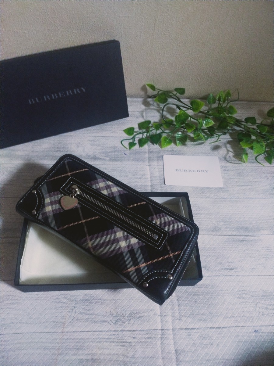 超極美品 BURBERRY バーバリー 財布 ラウンドファスナー 長財布