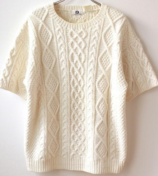 GOODENOUGH 半袖　フィッシャーマンニット　ニットtシャツ　コットンセーター