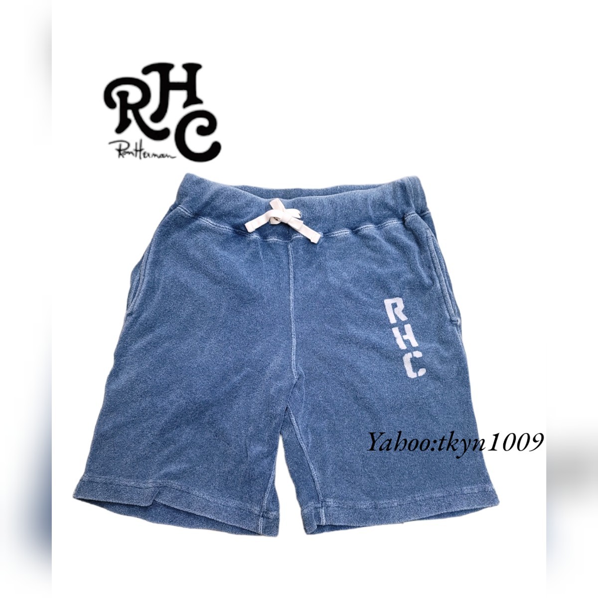 RHC RON HERMAN ロンハーマン RHC ロゴ パイル タオル地 インディゴ ショーツ ショートパンツ ハーフパンツ