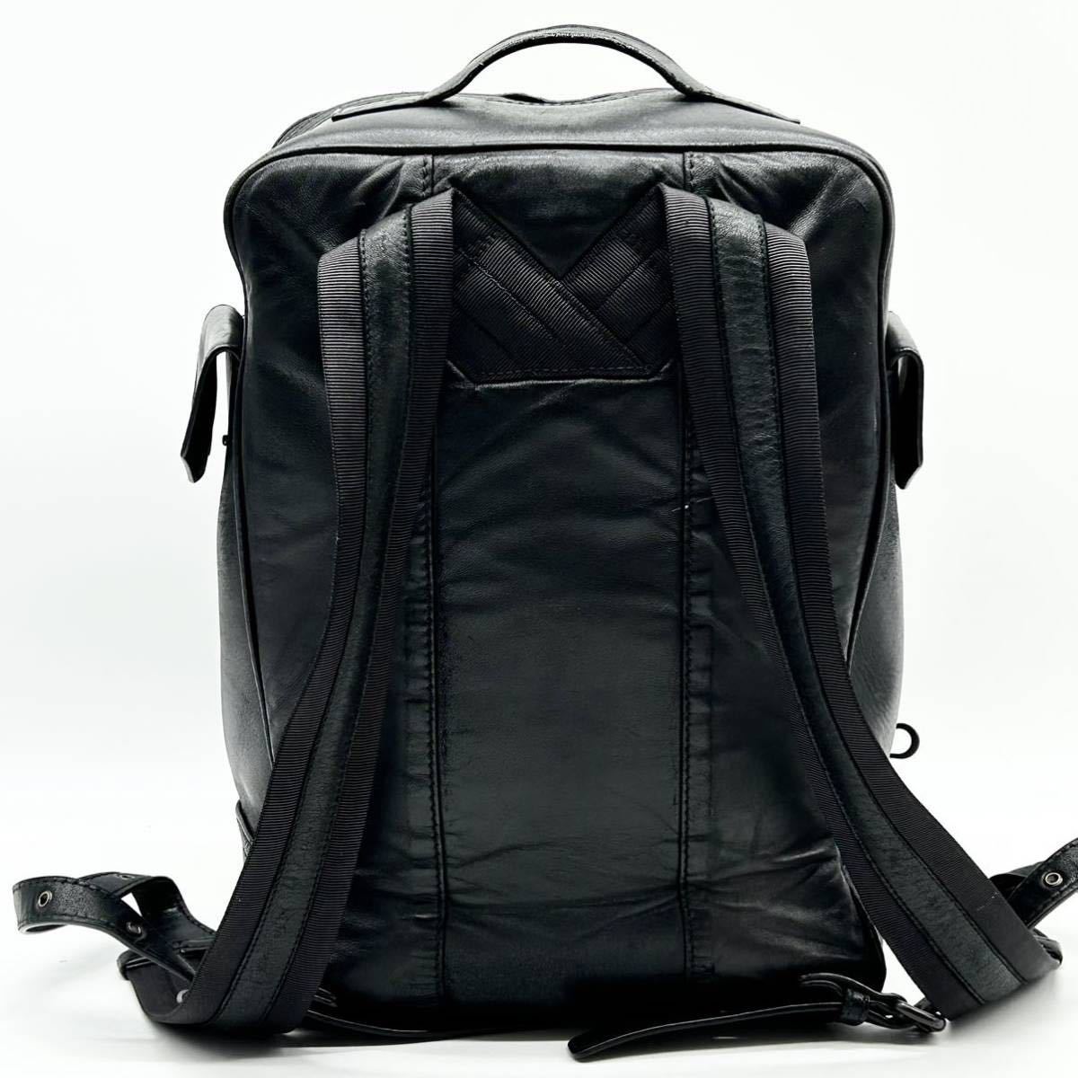 ボッテガヴェネタ リュックサック バックパック レザー A4可 ネイビー系 1円○美品○BOTTEGA VENETA ボッテガヴェネタ イントレチャート