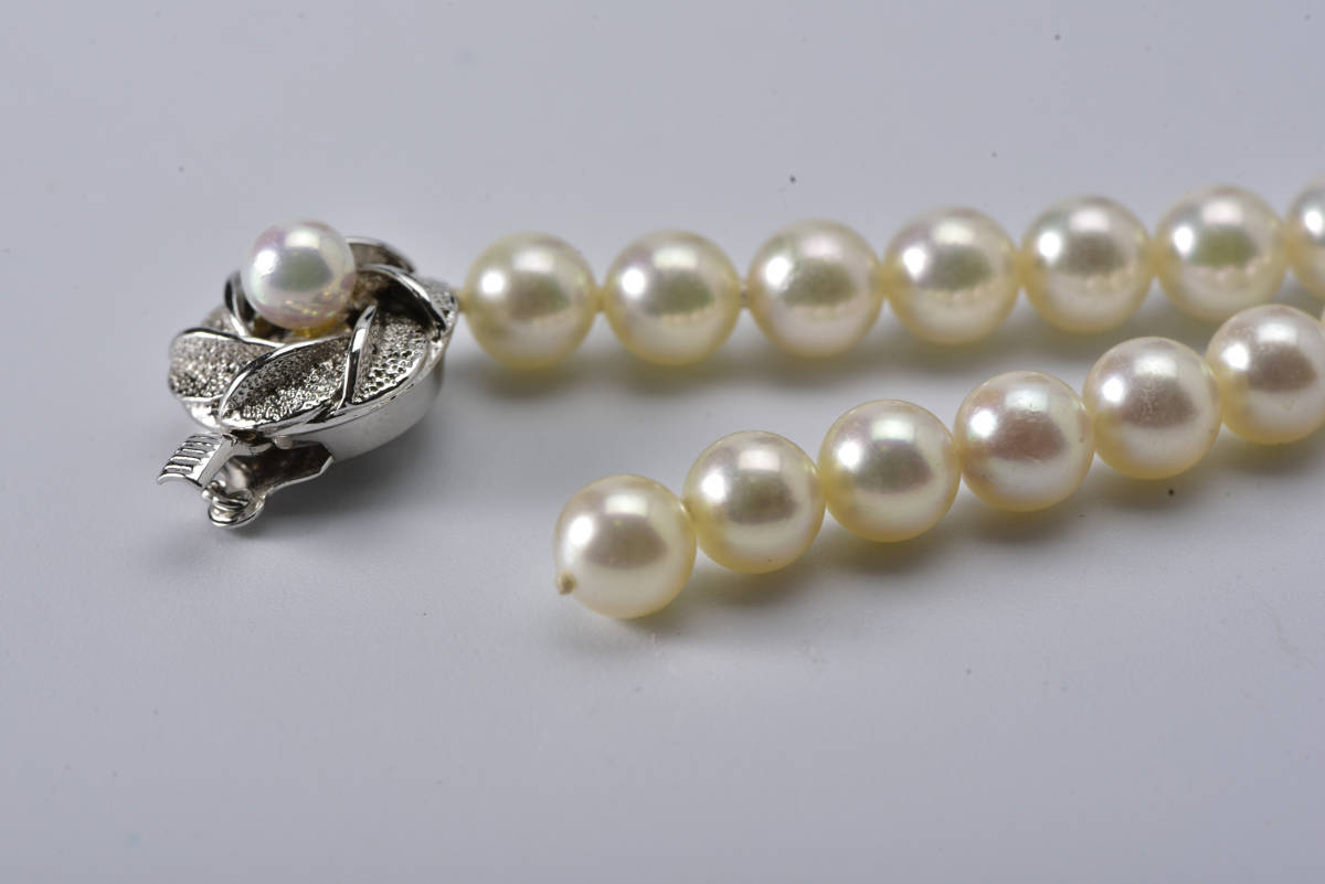 本真珠 アコヤ真珠・パールネックレス・7.41mm・ジャンク品 紐 本真珠 アコヤ真珠・パールネックレス・7.41mm・ジャンク品 紐