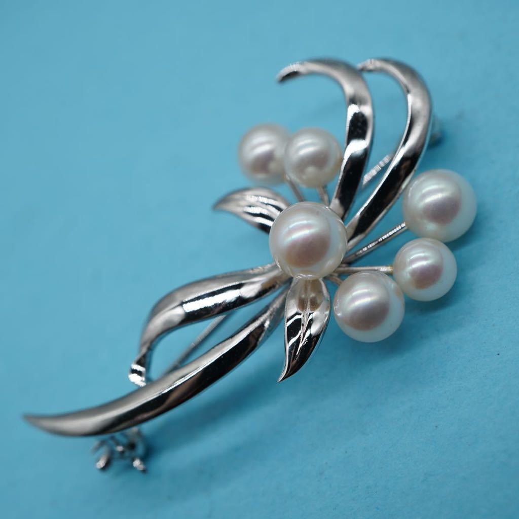 ミキモト パール付き シルバーカラー ブローチ 1471】MIKIMOTO