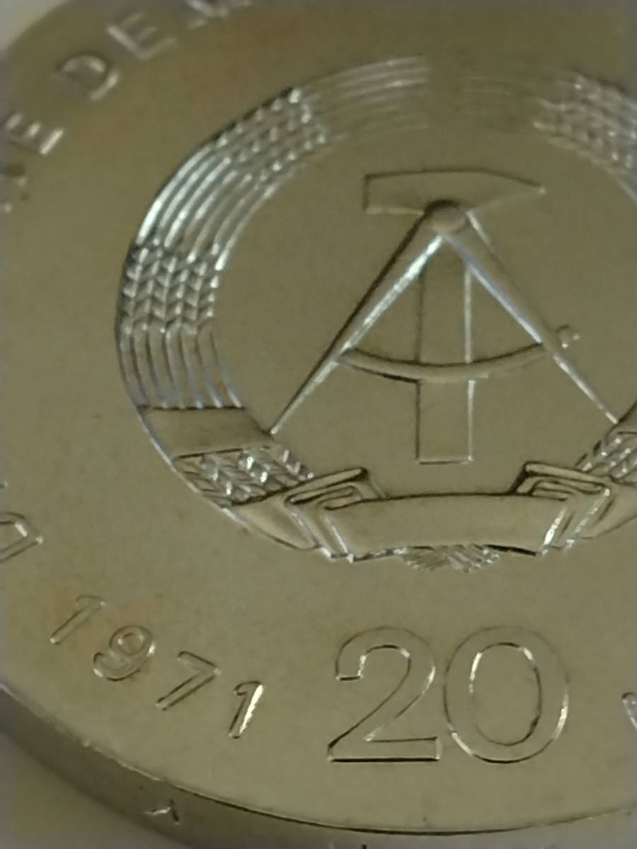 東ドイツ 1971 20マルク銀貨 100th Birth anniversary of Karl