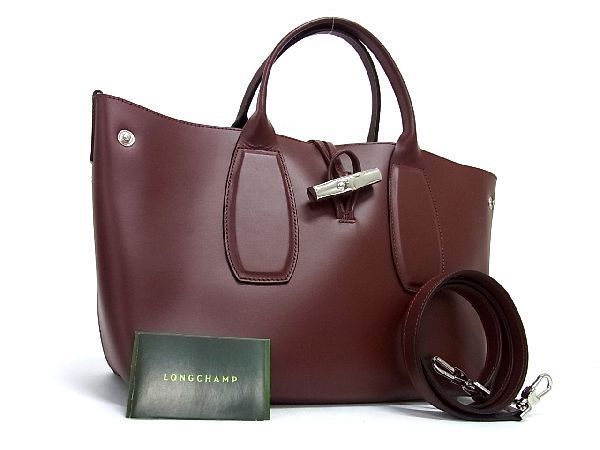 1円 □極美品□ LONGCHAMP ロンシャン ロゾ レザー 2WAY トートバッグ 