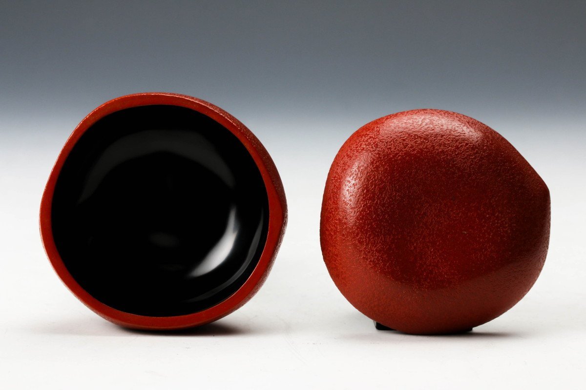 佳香】川岸充雅 輪島塗乾漆手柿香合 共箱 共布 栞 茶道具 本物保証