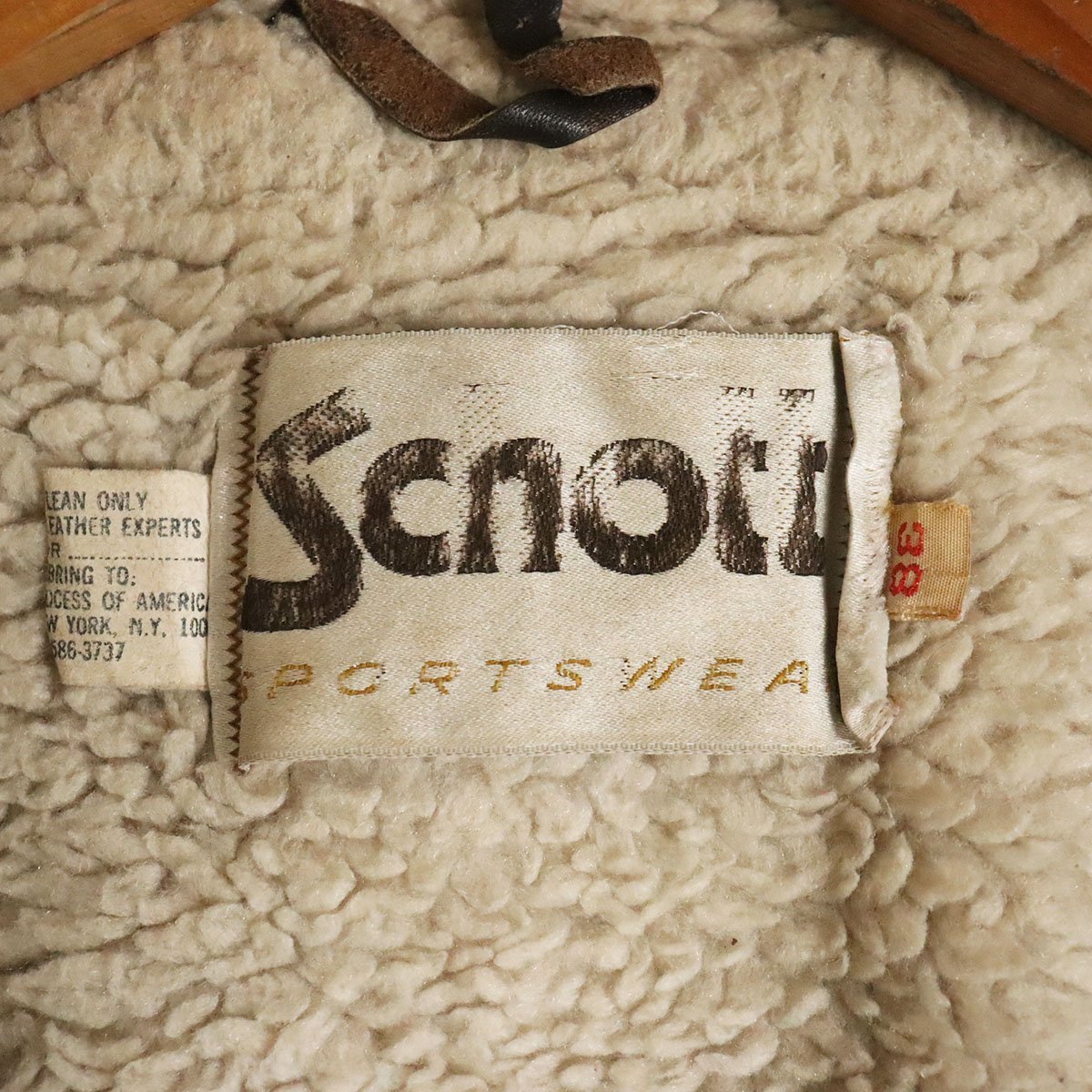 3J/Y8.23-7 70s~ ヴィンテージ アメリカ製 本革 Schott ショット 襟