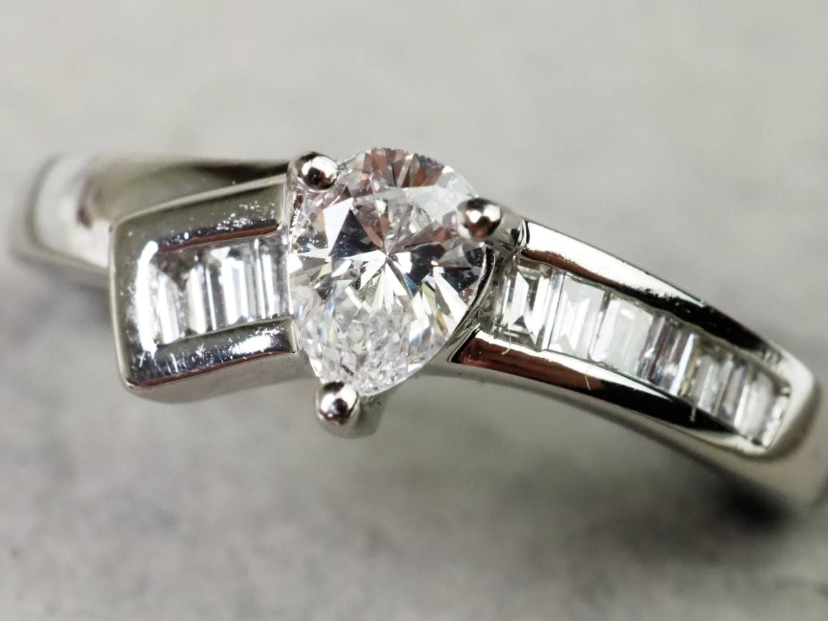 【2091A】Pt950プラチナ 天然ダイヤモンド 0.42ct/4.0g リング 指輪 ♯8号