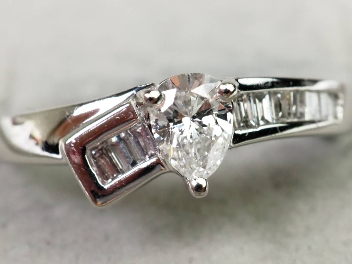 2091A】Pt950プラチナ 天然ダイヤモンド 0.42ct/4.0g リング 指輪 ♯8