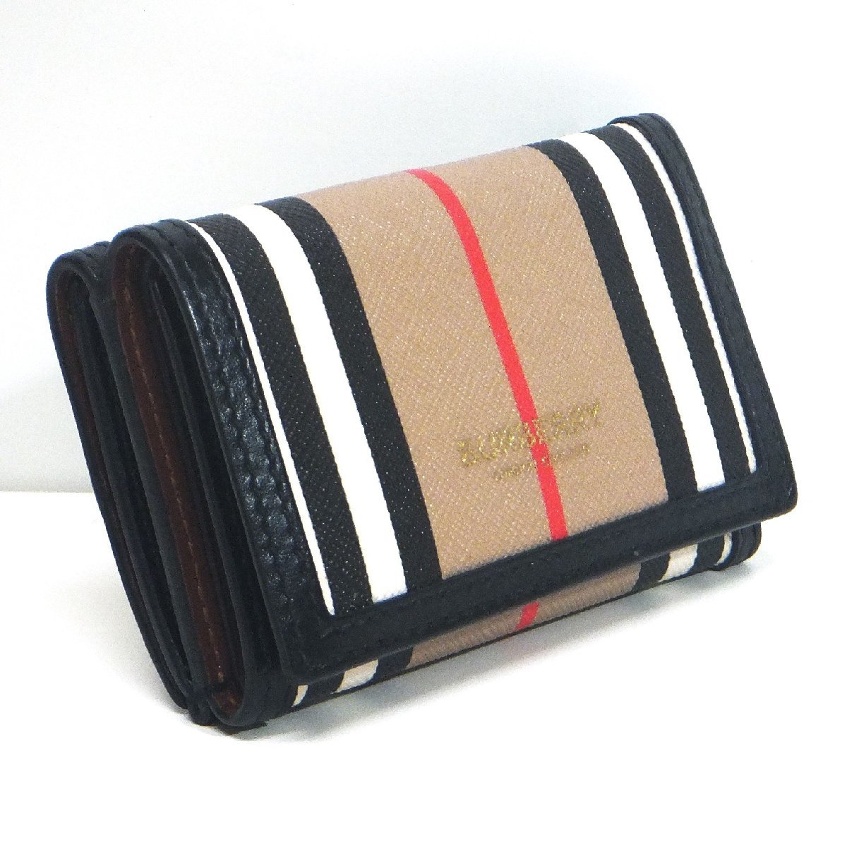 BURBERRY バーバリー LARK ラーク アイコンストライプ 三つ折り財布 ○Pンセオ
