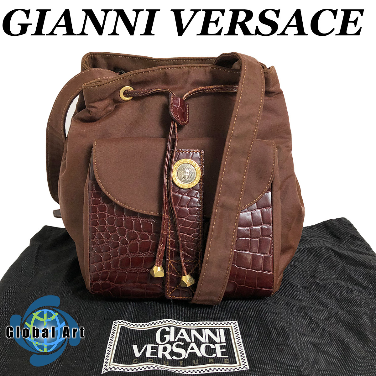 バッグ S05-k049 VERSACE ヴェルサーチ サンバースト ハンドル レザ