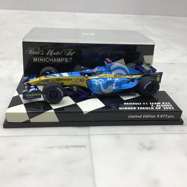 新品，2025 1円〜 ミニチャンプス 1/43 ルノーF1チーム R25 F.アロンソ ウィナー フランスGP 2005