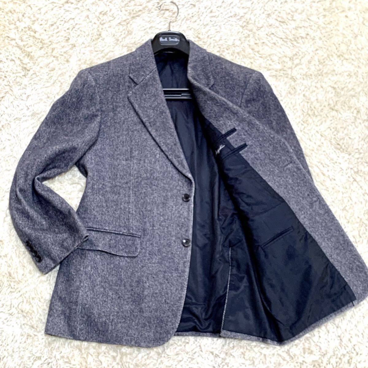 極美品【高級カシミヤ100％】ランバンコレクション LANVIN COLLECTION テーラードジャケット メンズ L 2釦 冬 トレンド 総裏 ヘリンボーン