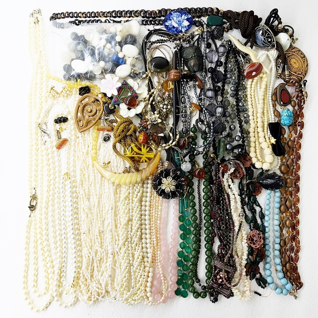 【人気】アクセサリー まとめ 総重量 1，495g ネックレス ブレスレット ブローチ 天然石 パール パワーストーン 卸 レディース/CY72-57