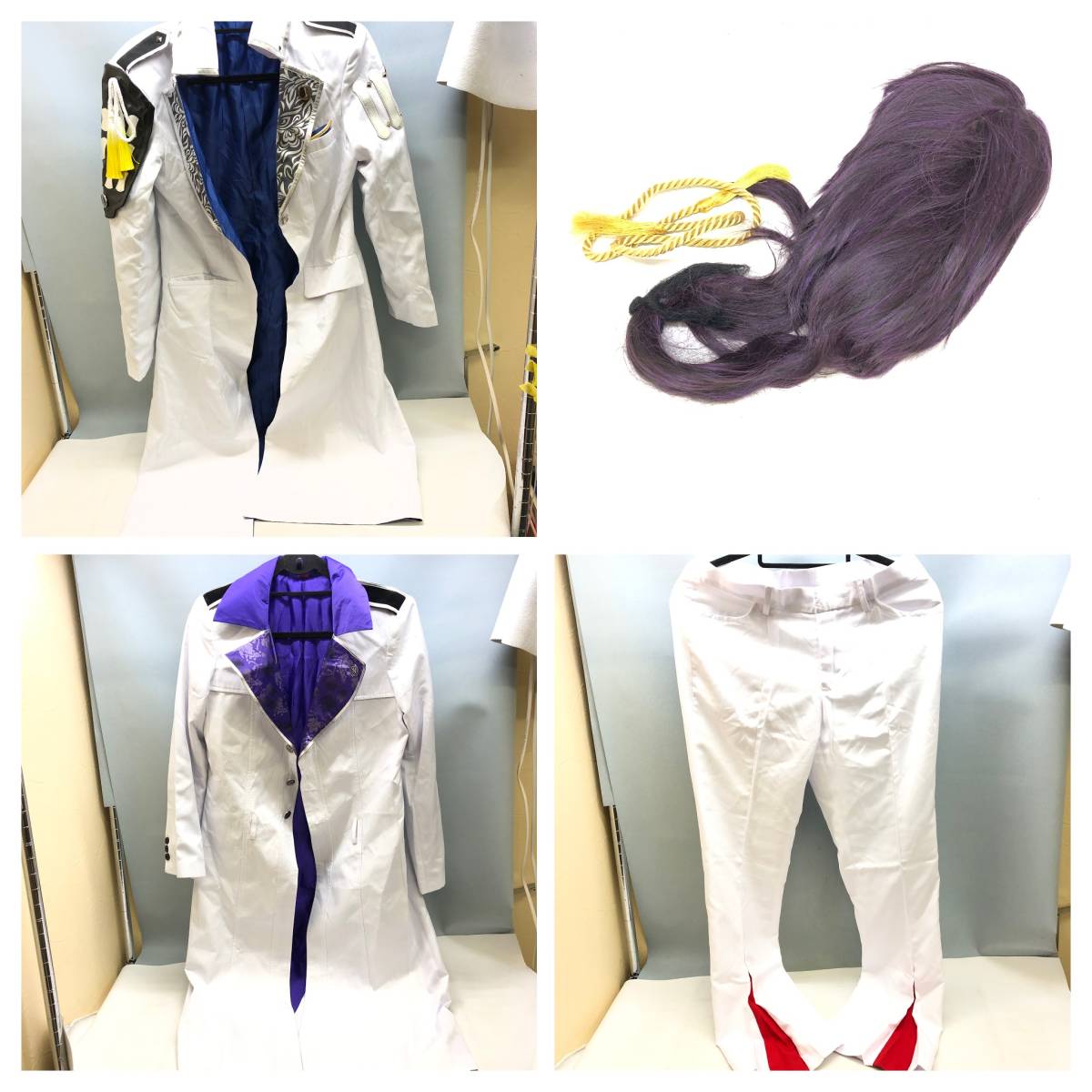 △ 刀剣乱舞 南泉一文字 風 山島毛 風 ウィッグ 等 まとめて Lサイズ コスプレ衣装 コスチューム イベント仮装 USED △C70973