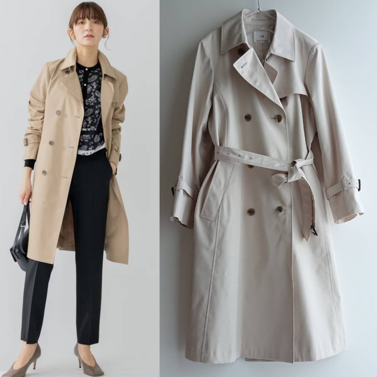 〇23区　大きいサイズ 44号 コットンポリエステルギャバジン ロングコート　44，000円