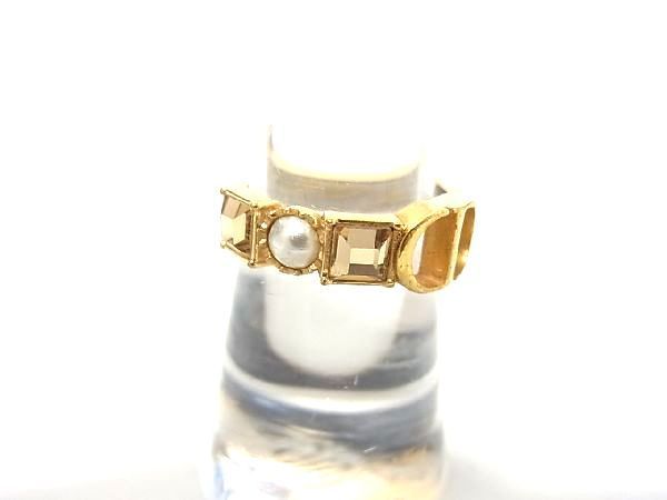 1円 ChristianDior クリスチャンディオール ヴィンテージ ペティット CD パール リング 指輪 表記サイズ M (約11号) ゴールド系 AP7533