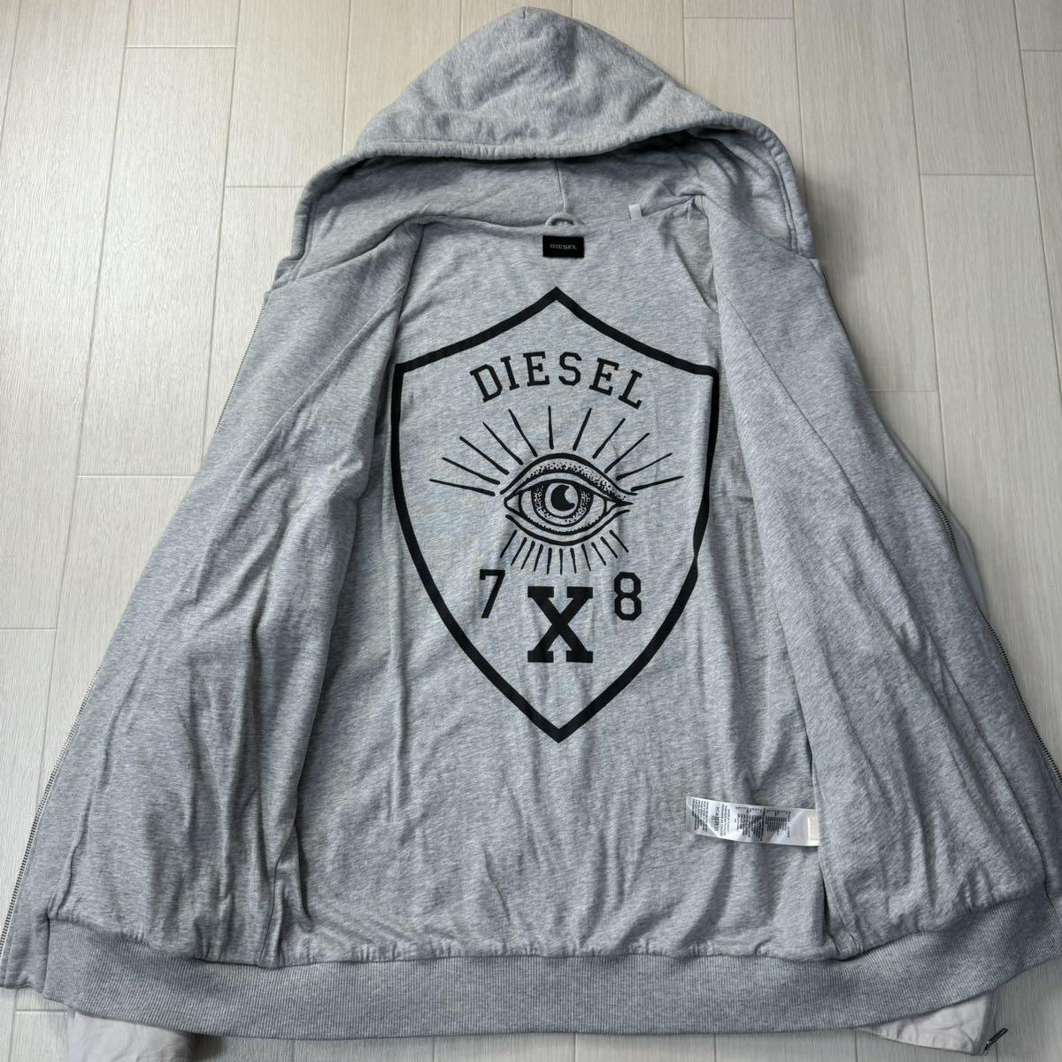 希少レア/XLサイズ☆ディーゼル/DIESEL 羊革 袖ラムレザー 裏総柄 