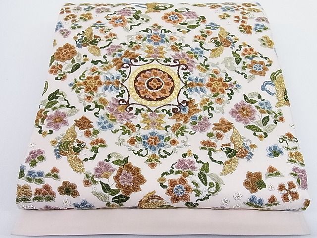 平和屋-こころ店□中国三大刺繍 総相良刺繍 袋帯 鳳凰花文 正絹 逸品 A