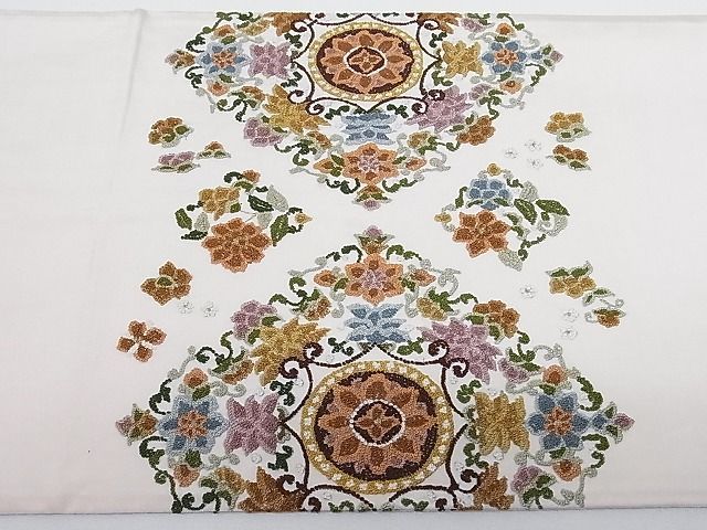 平和屋-こころ店□中国三大刺繍 総相良刺繍 袋帯 鳳凰花文 正絹 逸品 A