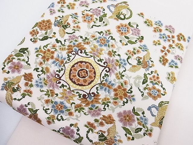 平和屋-こころ店□中国三大刺繍 総相良刺繍 袋帯 鳳凰花文 正絹 逸品 A