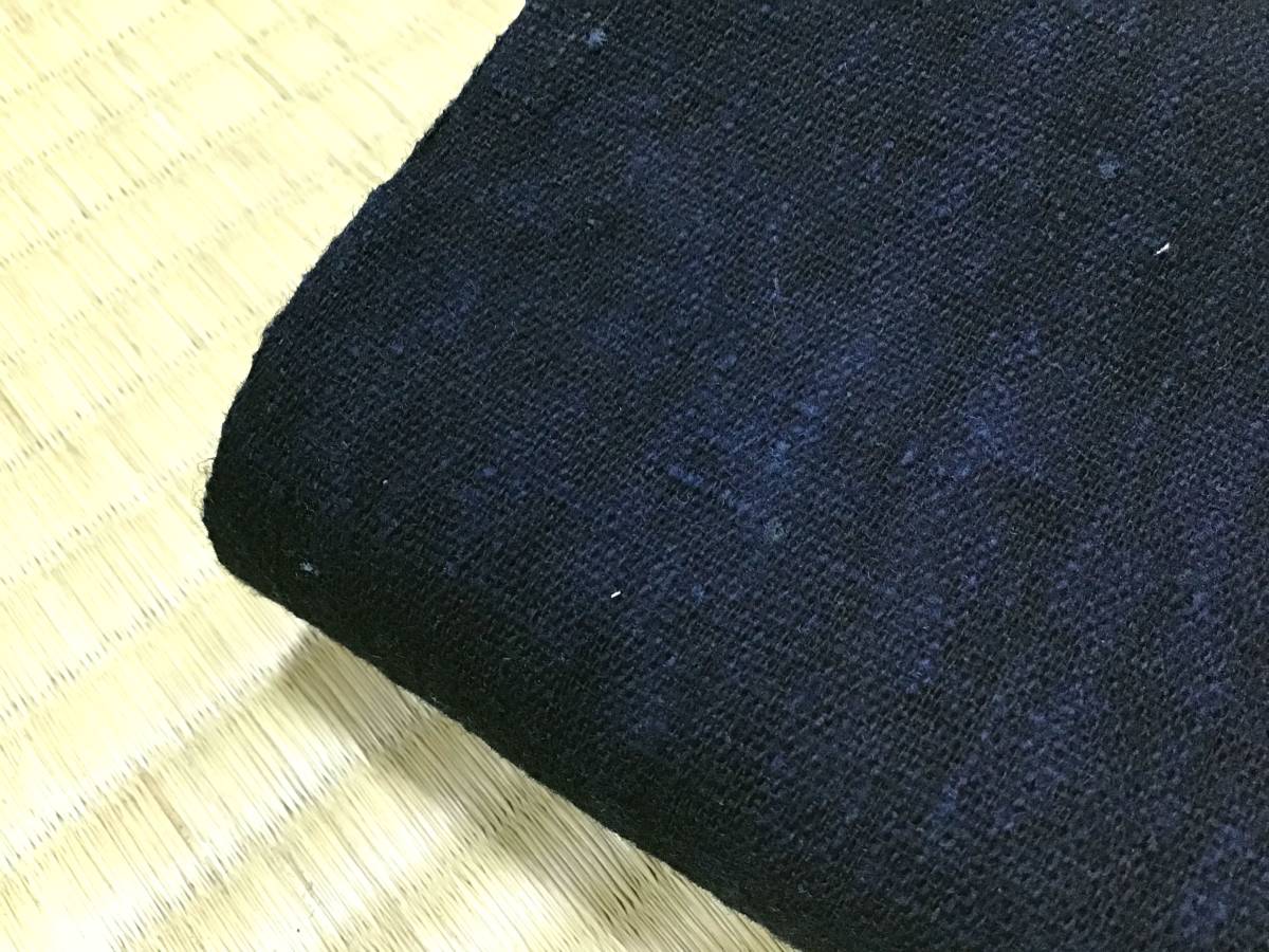 古布0955 手織り木綿 藍染 無地 濃紺 2枚で190cm パッチワーク 