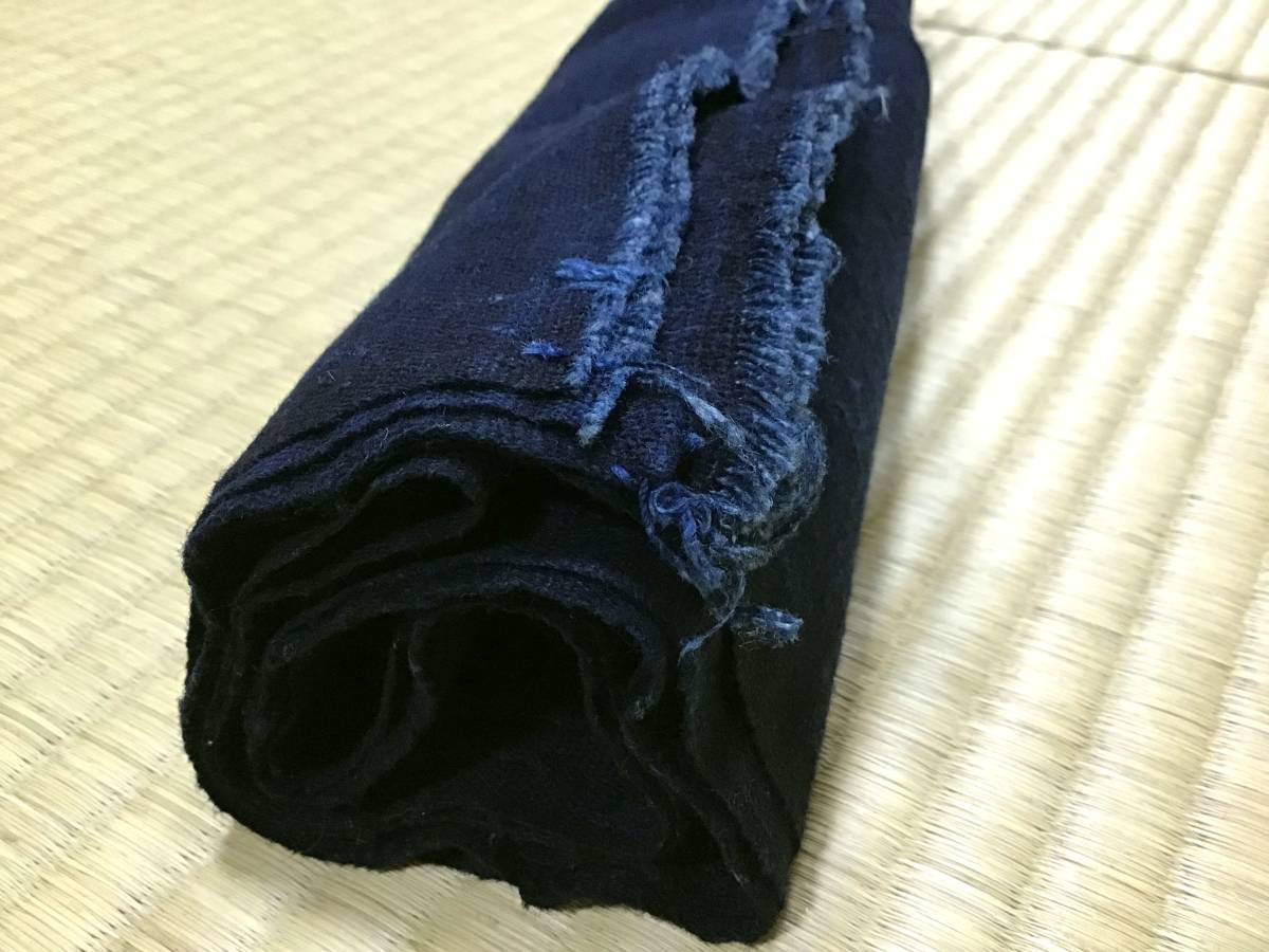 古布0955 手織り木綿 藍染 無地 濃紺 2枚で190cm パッチワーク 