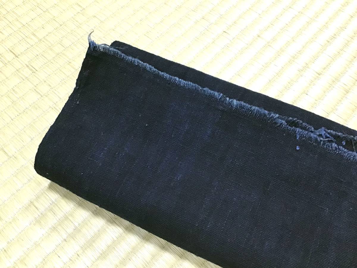 古布0955 手織り木綿 藍染 無地 濃紺 2枚で190cm パッチワーク