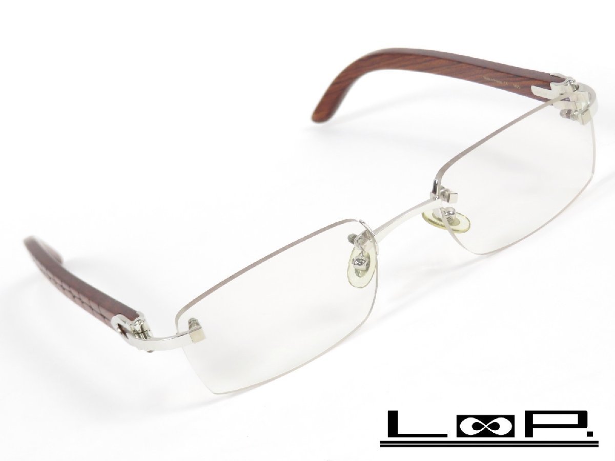 ▲限定値下げ▼ ■新同■　カルティエ メガネ ウッド SV T8100692 52□19 【A63099】箱