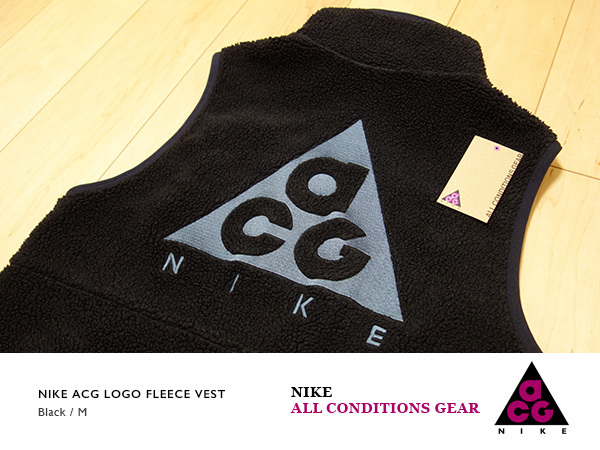 ◆ 美中古 ACG NIKE NSW LOGO FLEECE VEST Black M ◆ ナイキ エーシージー 旧 ロゴ フリース ベスト ブラック 黒 AT5499-012