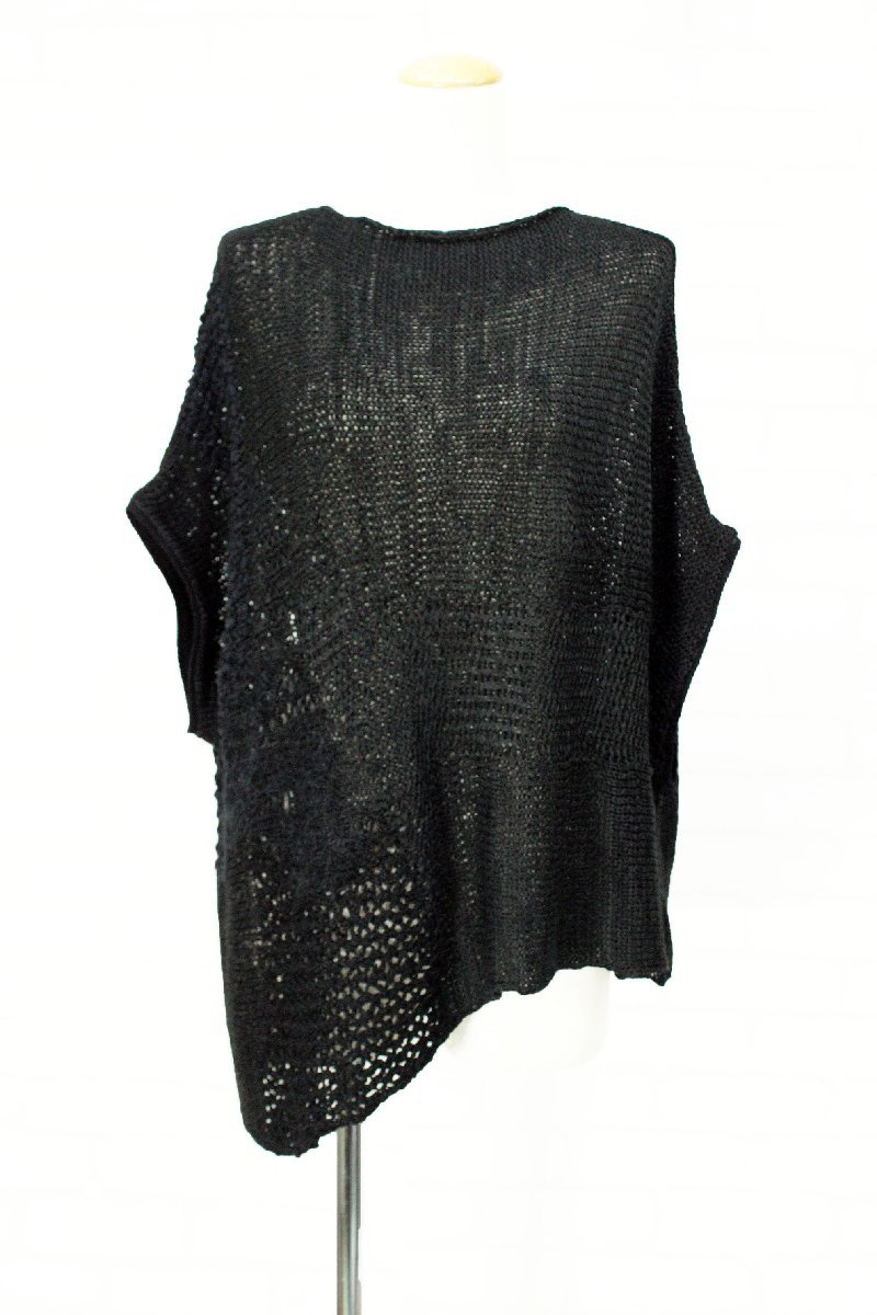 美品 萌/センソユニコ取扱 ウール混ラメアシンメトリーニットベスト 黒M-L rh935