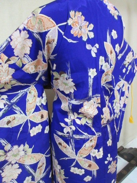 1円 良品 正絹 長羽織 錦紗縮緬 アンティーク レトロ 花七宝 吹き寄せ 草花 かわいい 高級 袷 身丈93cm 裄64cm【夢職】★★★