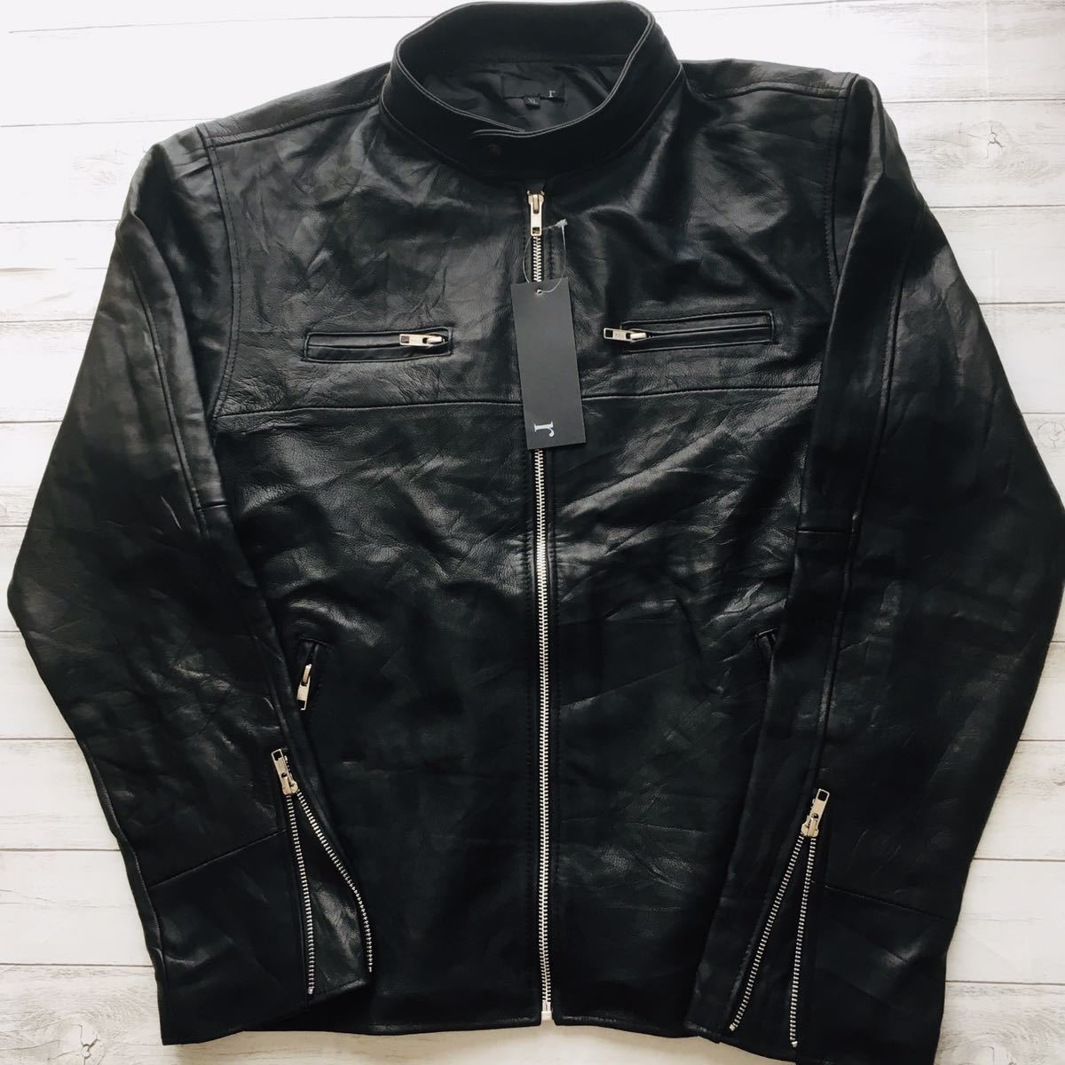 本革レザー シングルライダースジャケット XL リアルレザー 革ジャン 